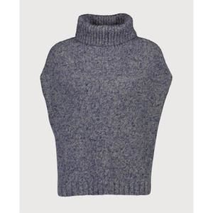 NEW ALLUDE women's sleeveless turtleneck sweater in denim blue